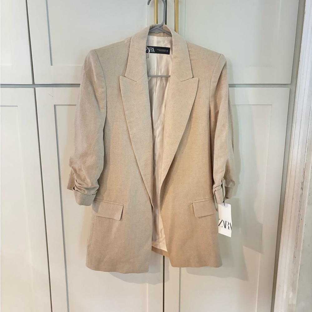 NWT Zara Women's Oatmeal Linen Blazer